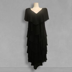 Vintage Black Layered Dress By Ann Hobbs for Cattiva Mint Condition ❊RARE❊ Gothᐖ